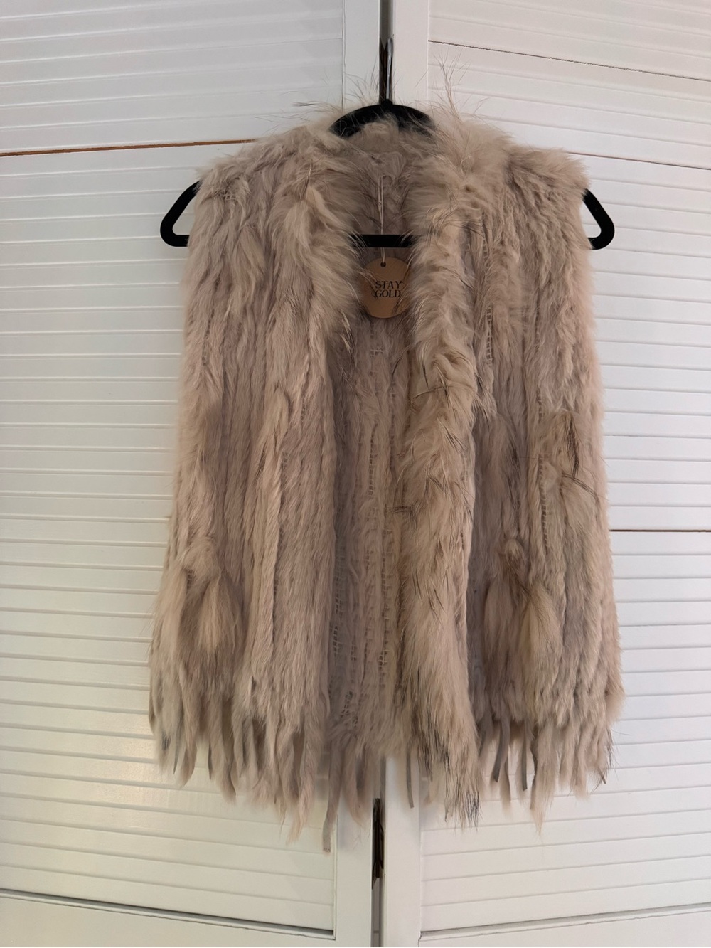 Vintage Real Rabbit Fur Cream Vest - Women's - Picture 1 of 2